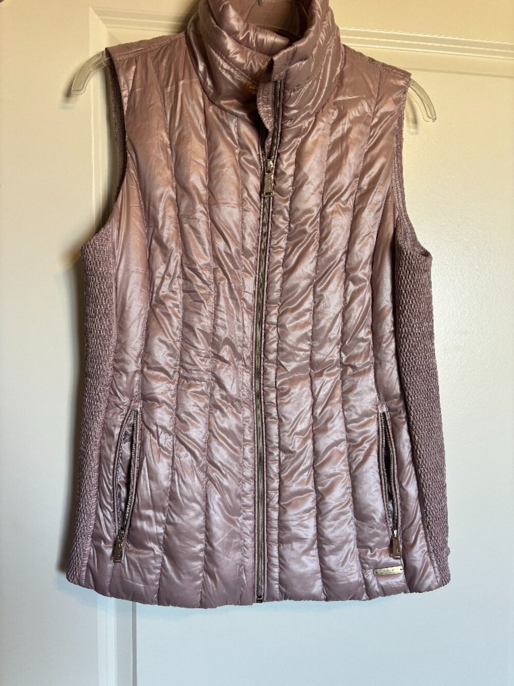 Calvin Klein Performance Rose Gold Metallic Quilted Down Vest L
